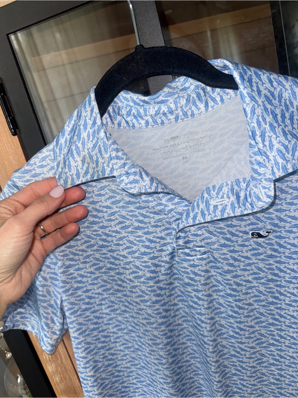 Vineyard Vines boys performance polo shirt on the go santaky fishing print golf - Picture 2 of 5
